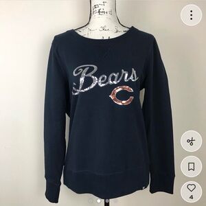 Women's Navy Chicago Bears Sequin Crew Neck Sweatshirt